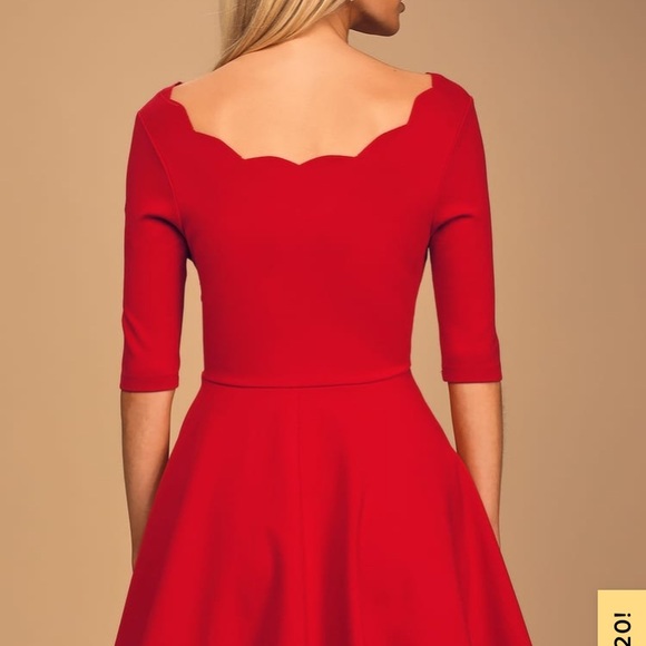 Red Scalloped Skater Dress❤️ - Picture 4 of 5